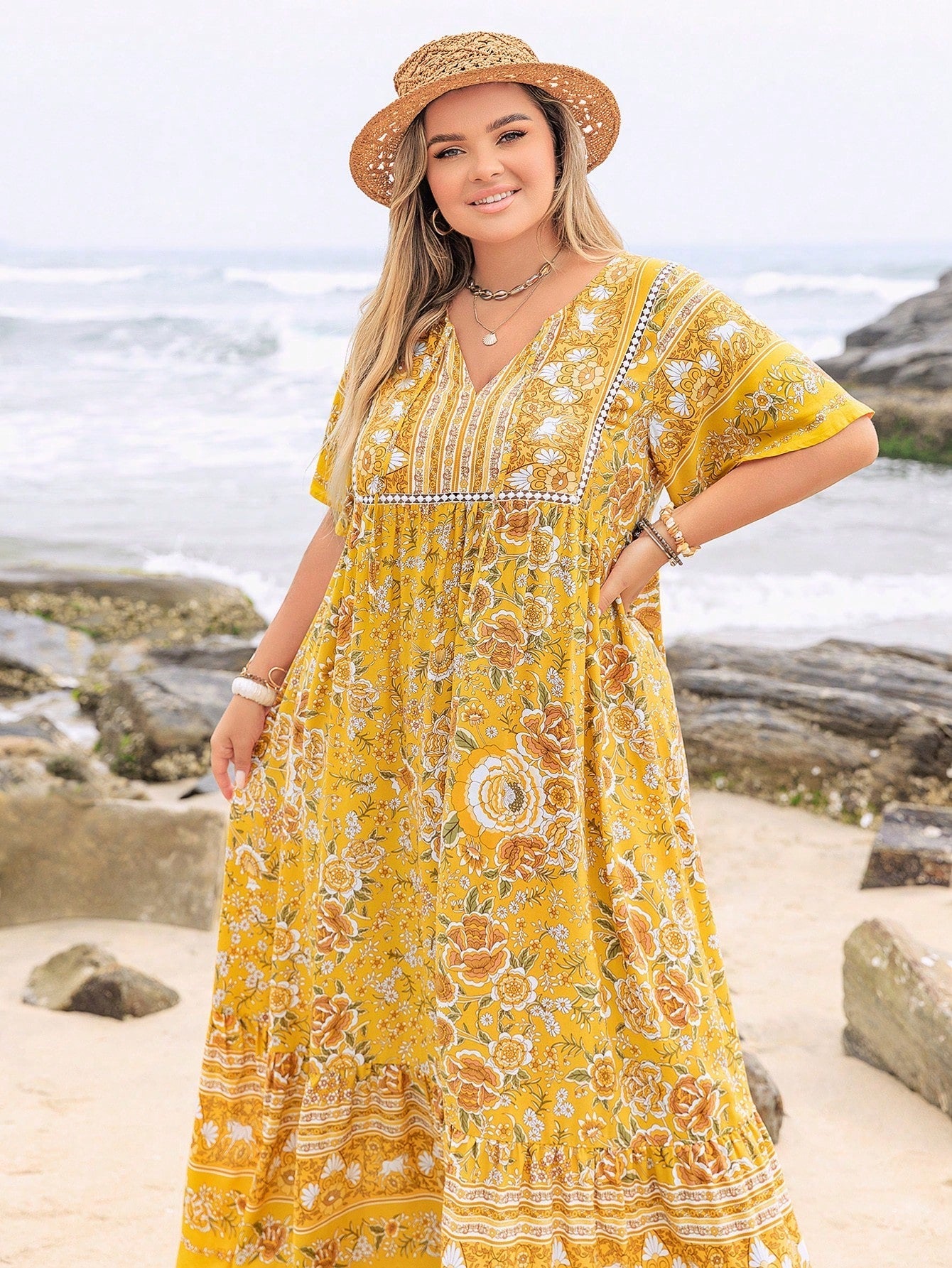 Boho Floral Maxi Dress – Effortlessly Chic for Plus Size