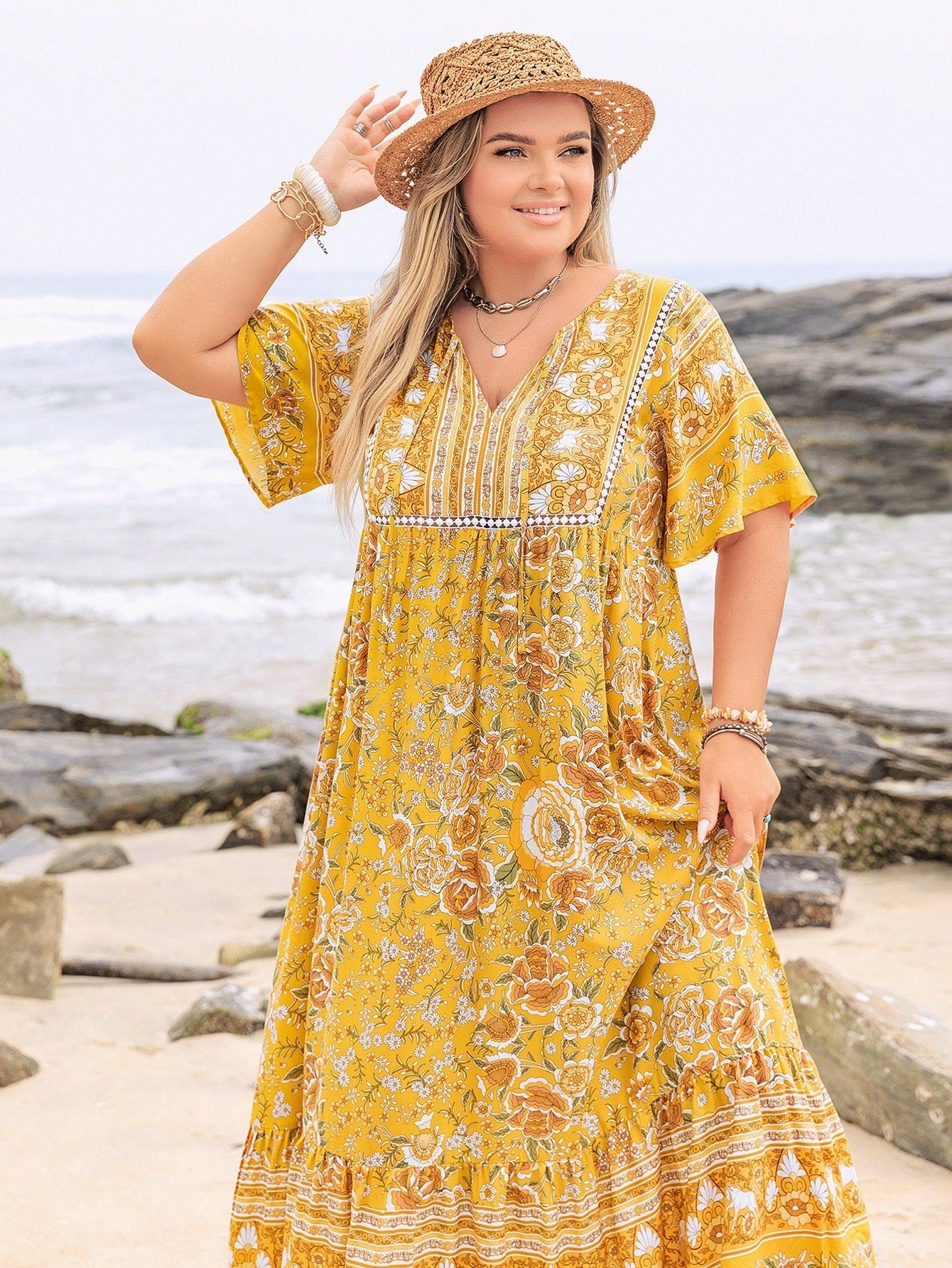 Boho Floral Maxi Dress – Effortlessly Chic for Plus Size