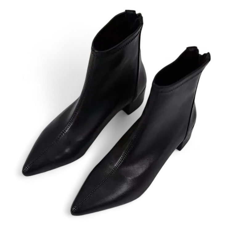 Chic Women's Pointed-Toe Boots with Back Zip Closure — Sleek, Fashion-Forward Footwear