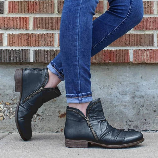 Women's Zip-Up Ankle Boots – Chic, Comfortable Everyday Style