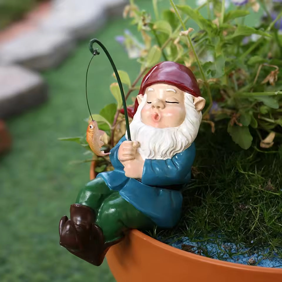 Ligeia - Charming Gnome Figurine with Stick for Indoor and Garden Decoration