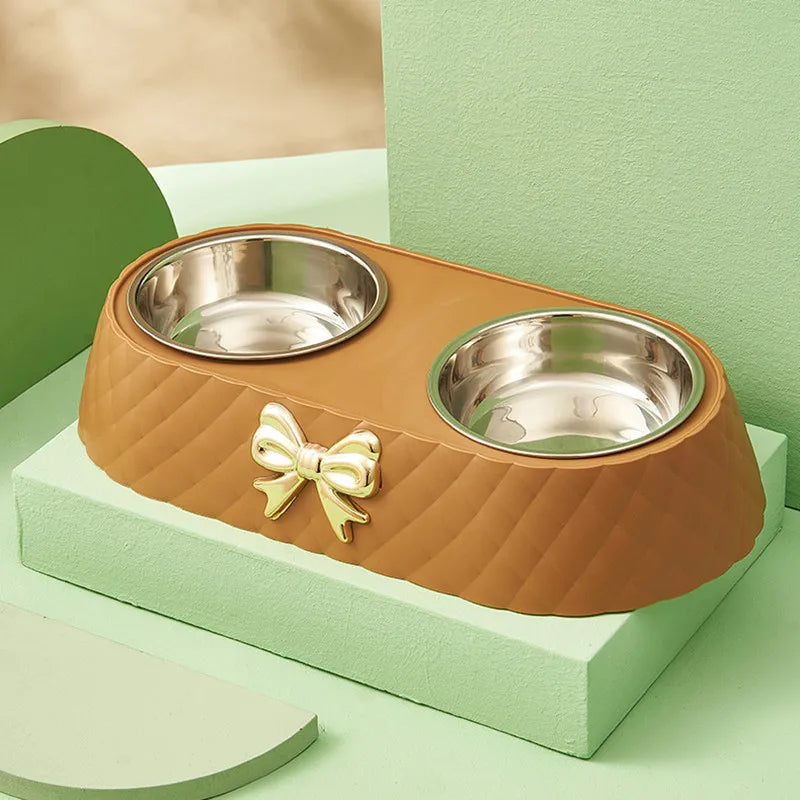 Luxe Stainless Steel Food and Water Bowl Set for Stylish Pet Care