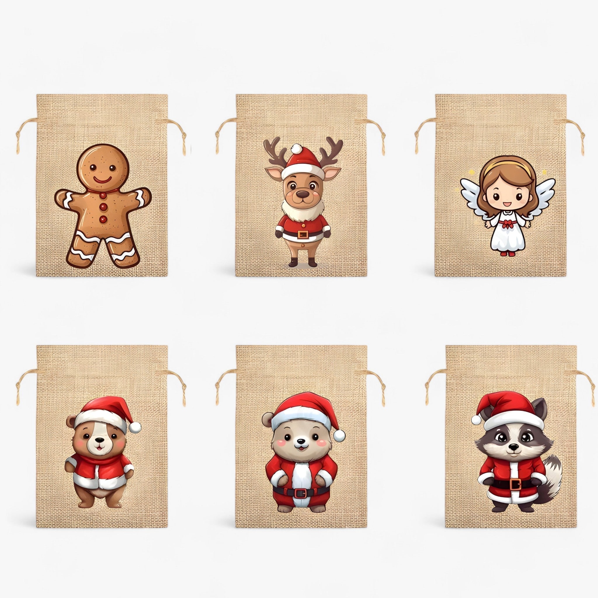 Joel | Festive Christmas Gift Bags with Santa Clauses - Ideal for Spreading Joy and Festivity to Children