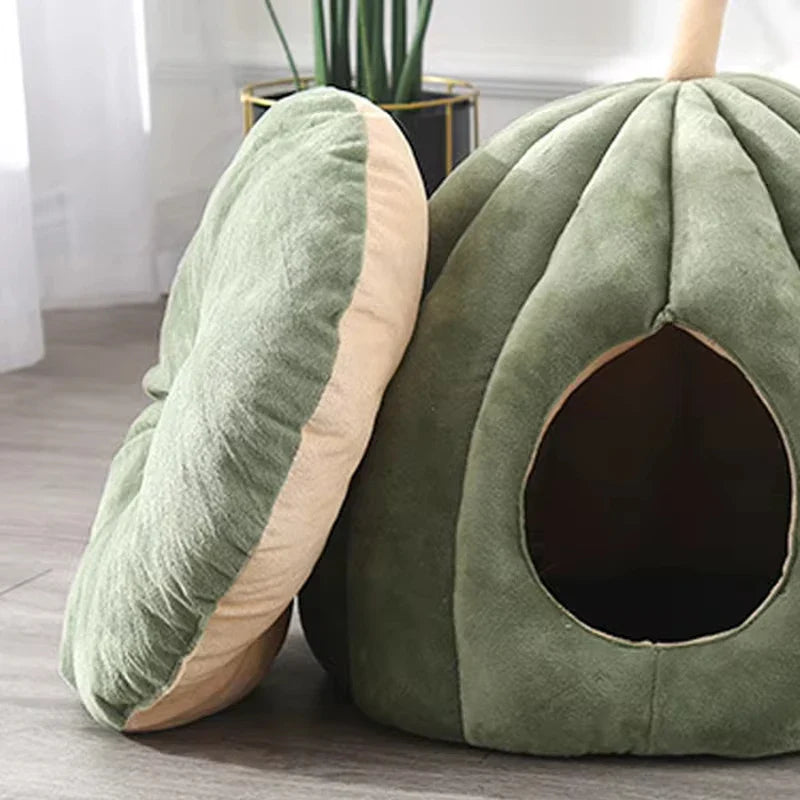 Cozy Closed Cat Bed for Warm Winter Days