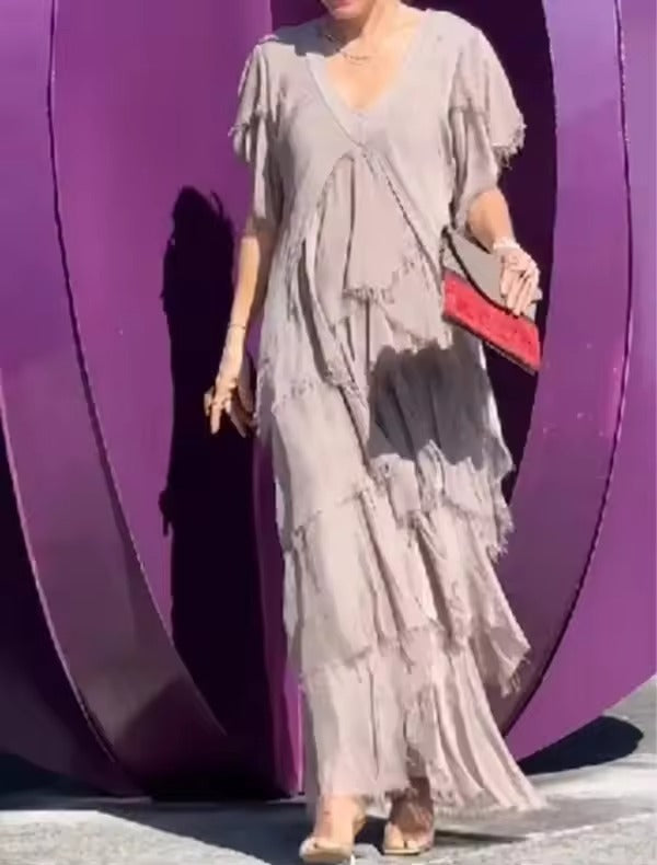 Anselia Boho Ruffle Dress – Flowy, Free-Spirited Style