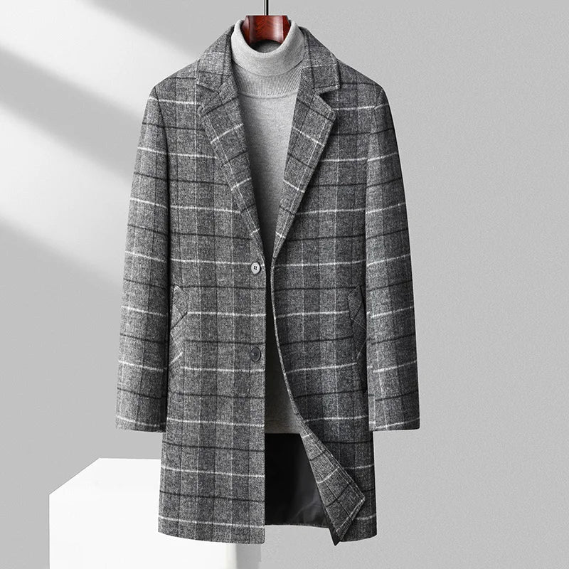 Soft Touch Wool Coat with Plaid Style