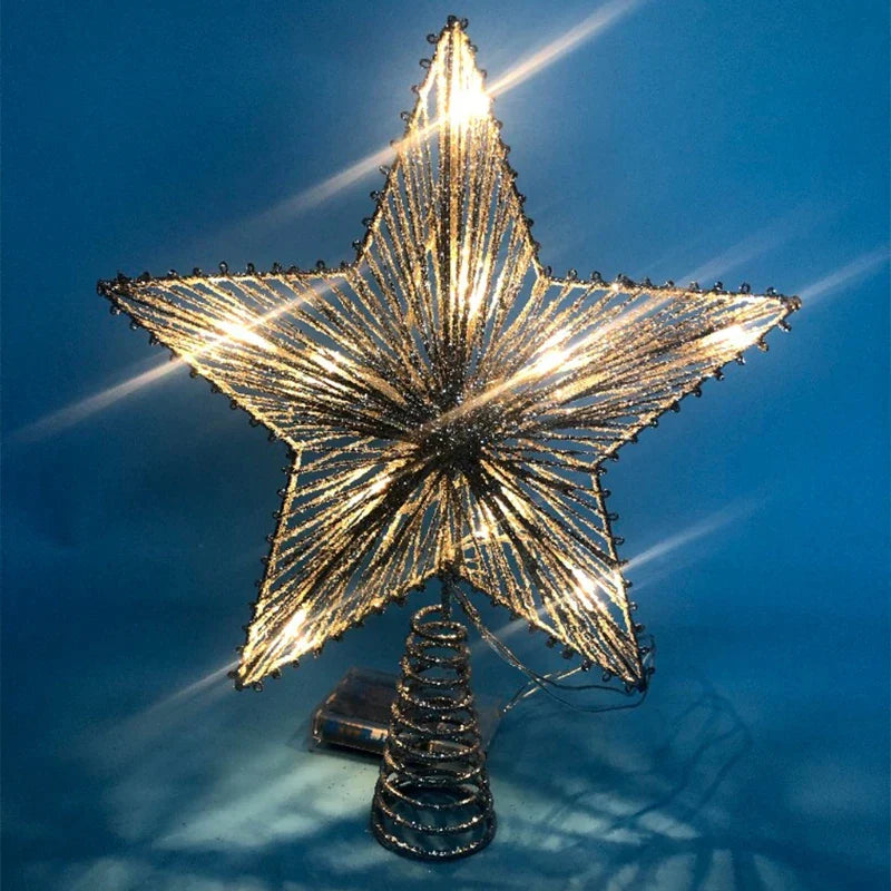TwinkleGlow - LED Star Tree Topper with Warm Light and Easy Installation