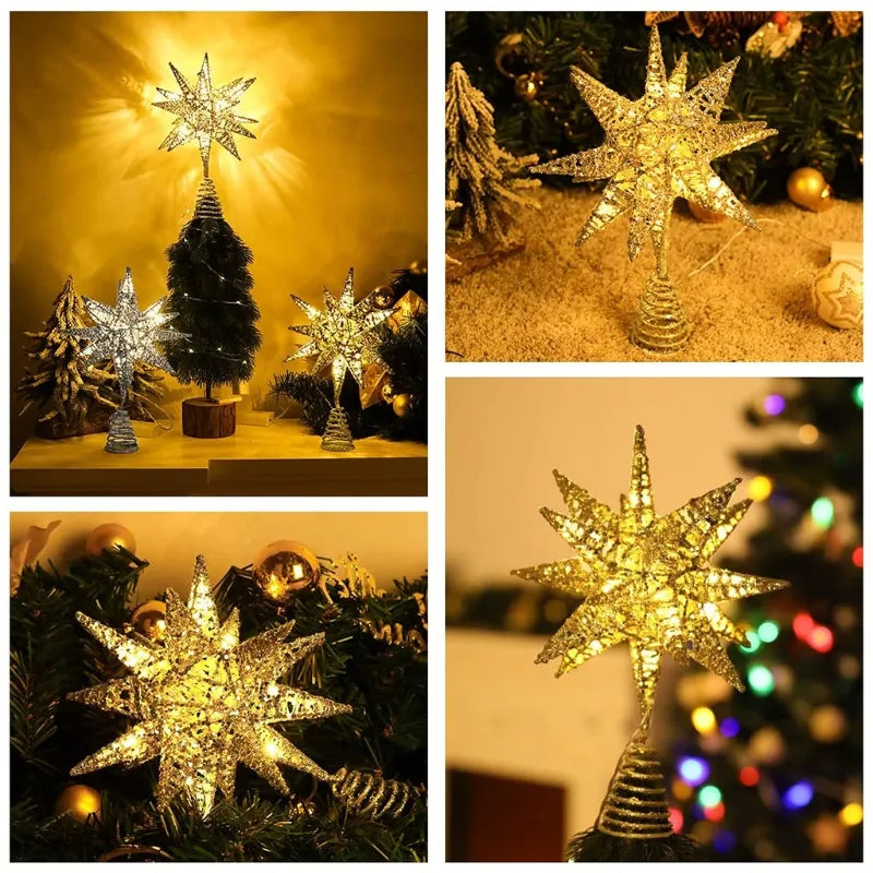 TwinkleGlow - LED Star Tree Topper with Warm Light and Easy Installation