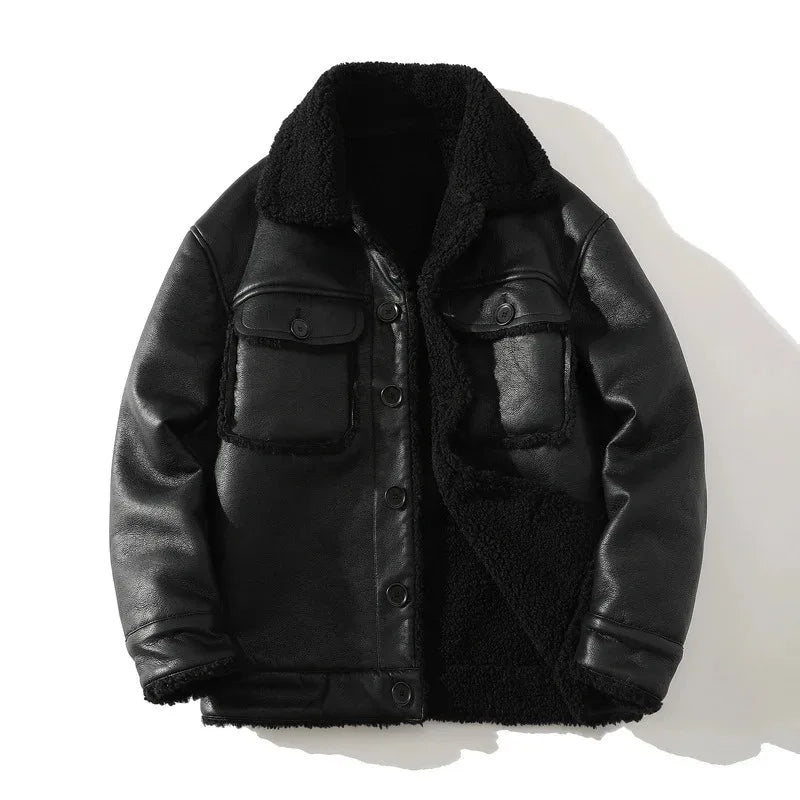 Lined Faux Fur Leather Jacket for Ultimate Comfort