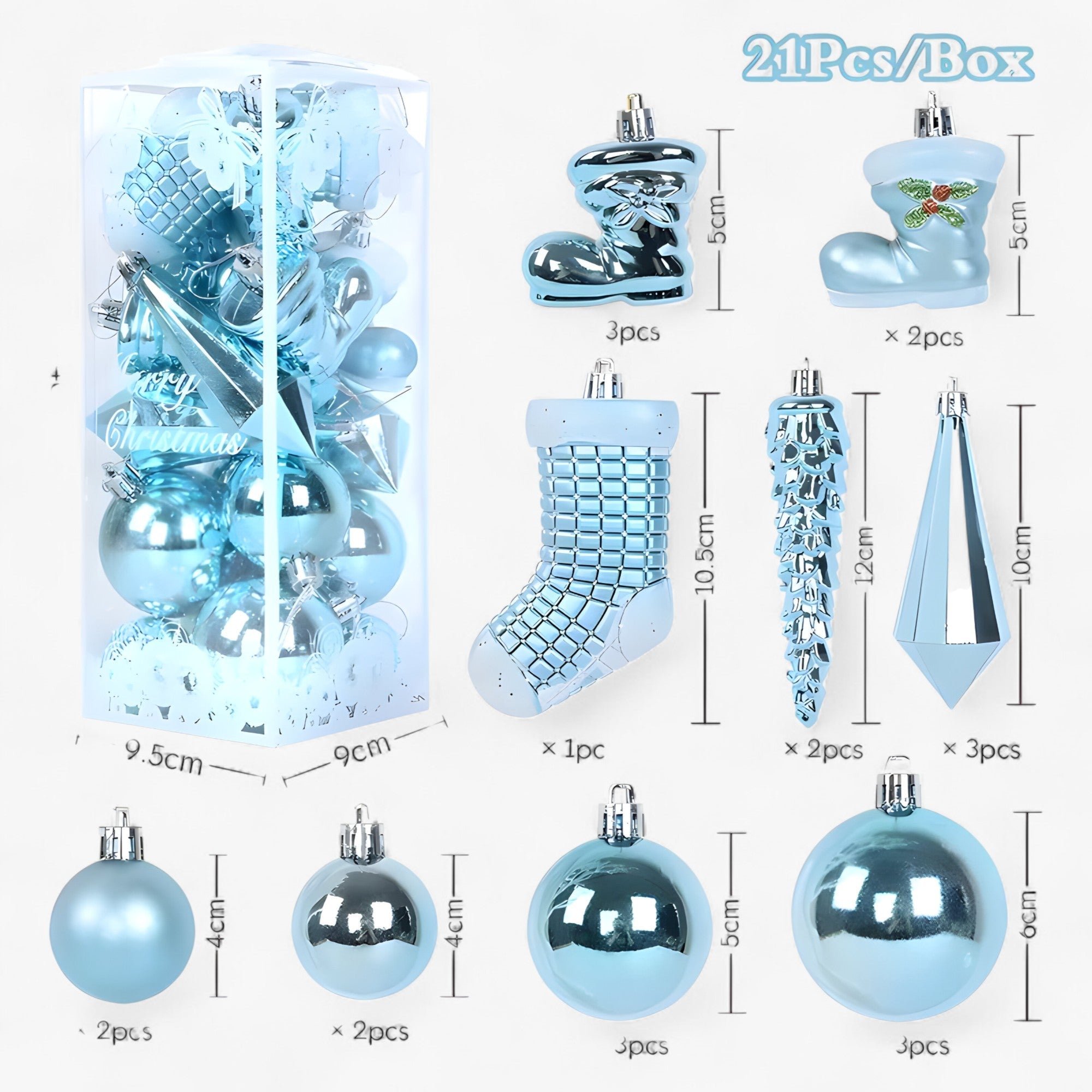 Kristall | 21 Pieces Elegant Christmas Ball Ornaments – Stylish Icicle Hangings for the Perfect Christmas Decoration