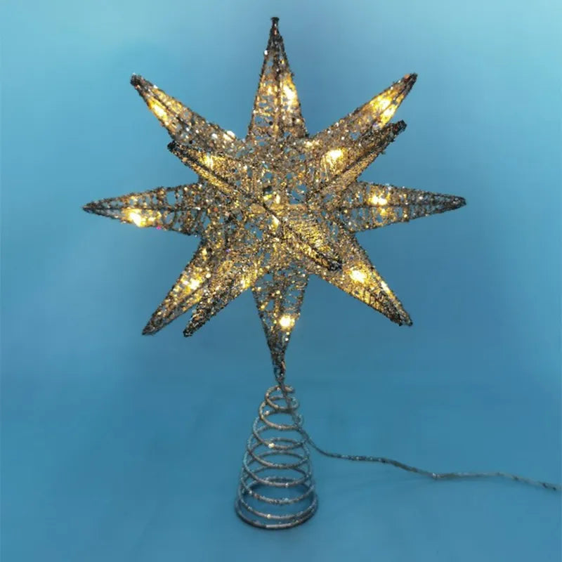 TwinkleGlow - LED Star Tree Topper with Warm Light and Easy Installation