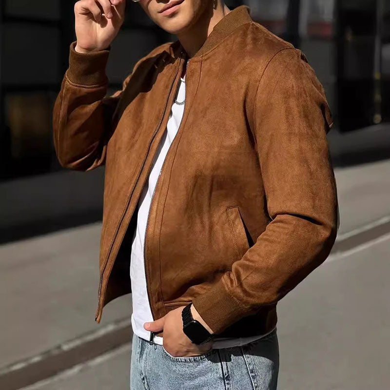 Marc Romano Suede Bomber Jacket for an Elegant and Trendy Style