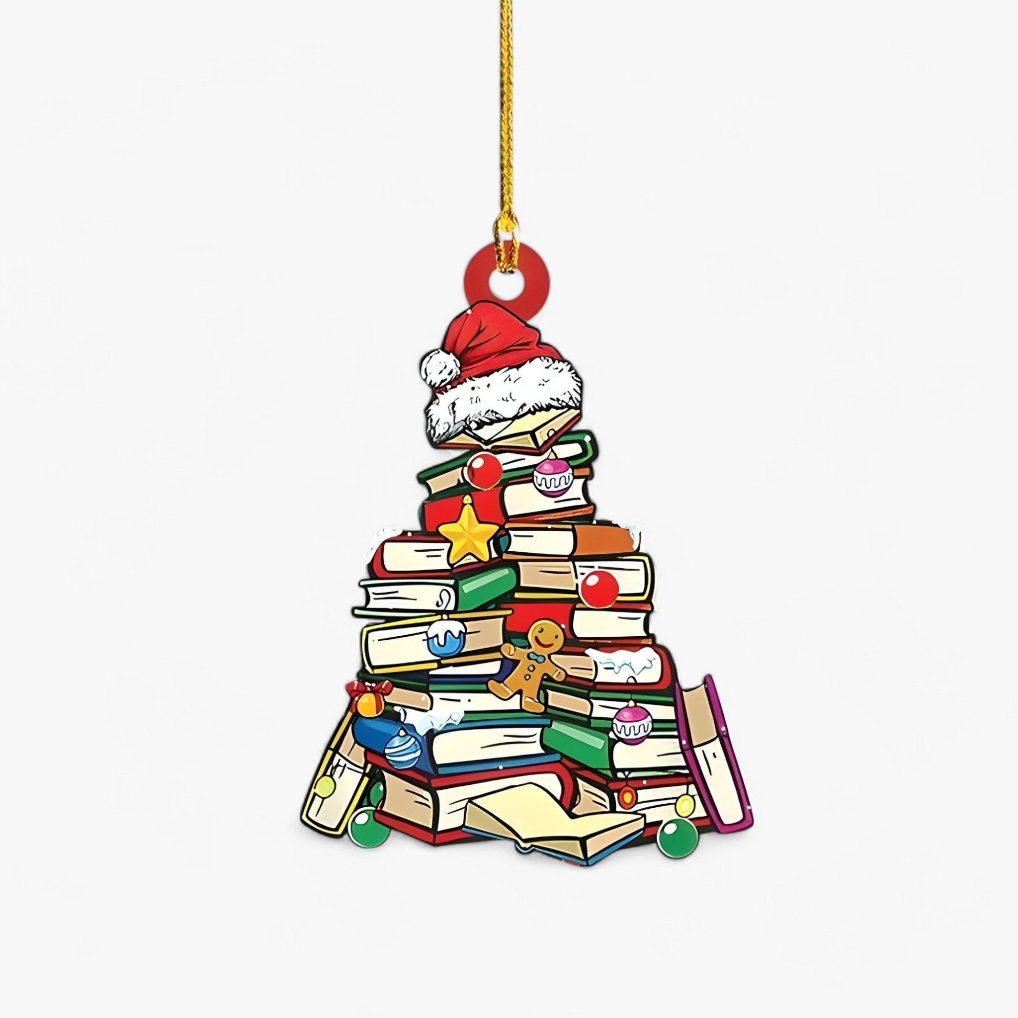 Creative Christmas Decoration with Books in Flat 2D Acrylic - Perfect for Home and Window for Book Lovers