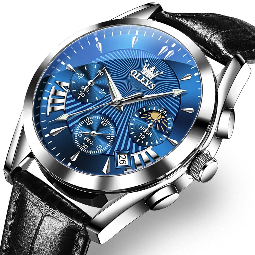 Elegant wristwatch with leather strap and quartz movement