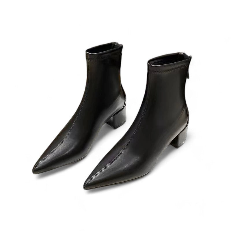 Chic Women's Pointed-Toe Boots with Back Zip Closure — Sleek, Fashion-Forward Footwear