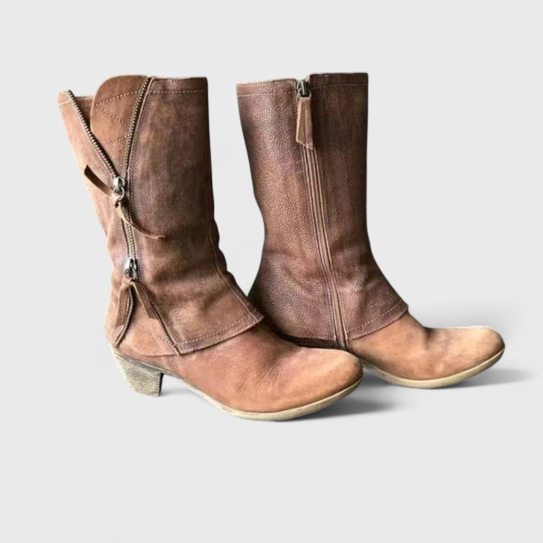 Chic Vintage Mid-Calf Boots for a Elegant and Trendy Look