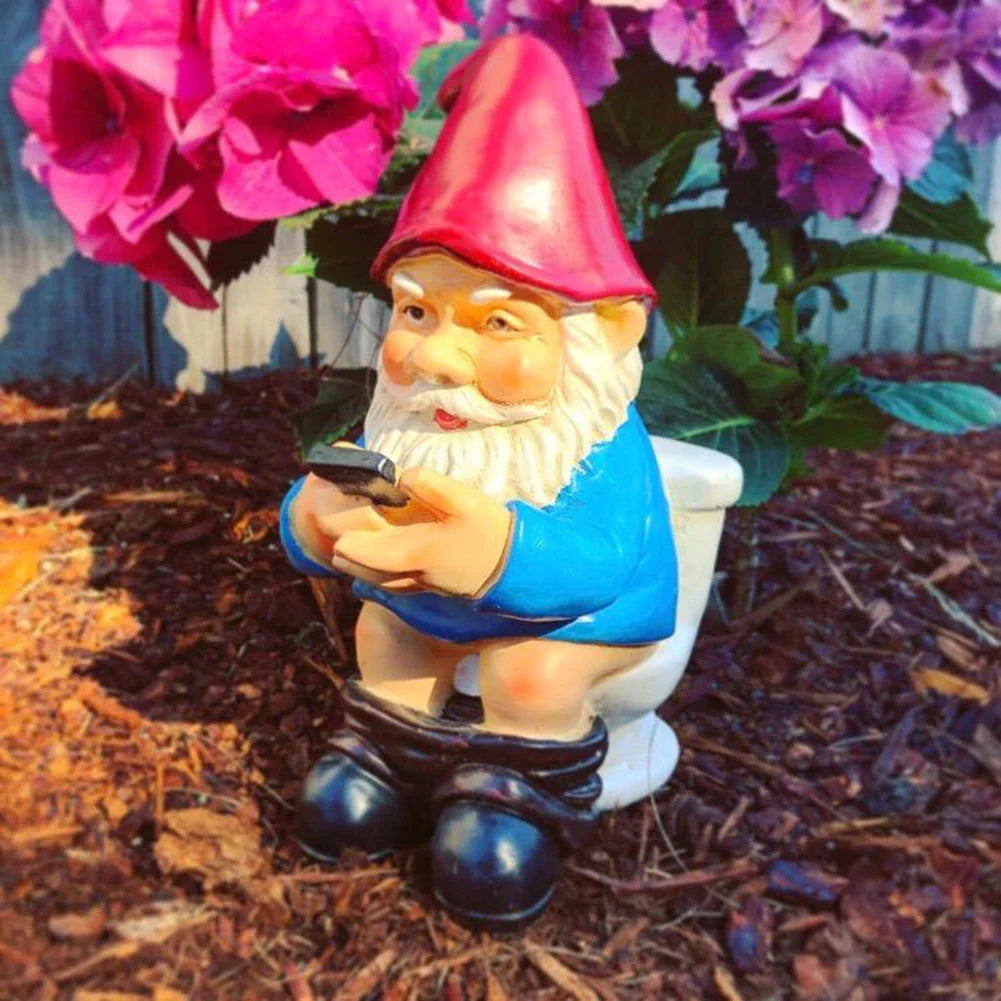 Sylpha - Cute Miniature Garden Gnome Figurine in Resin for Fun and Humorous Garden Decor