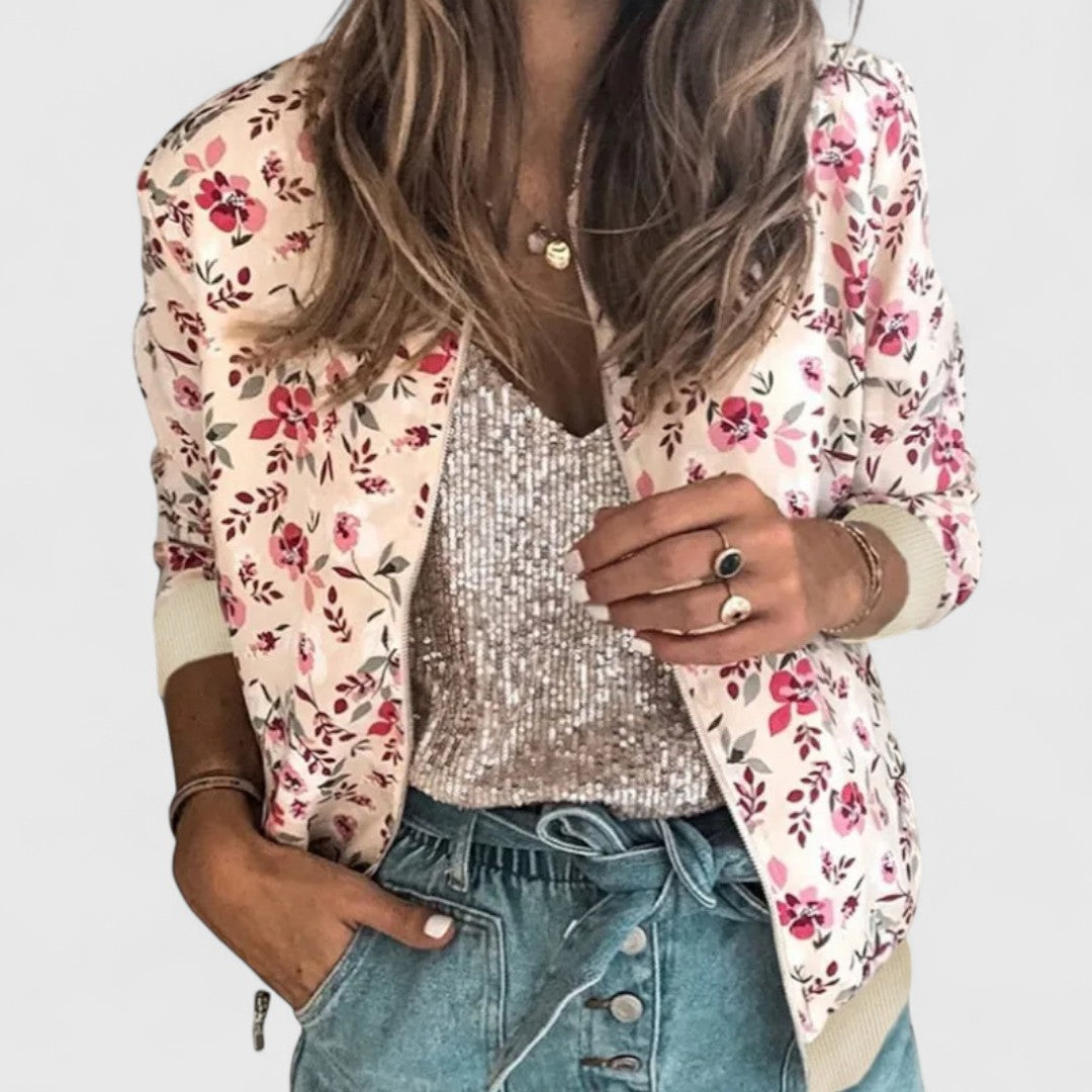 Margot – Chic Floral Bomber Cardigan for Stylish Moments