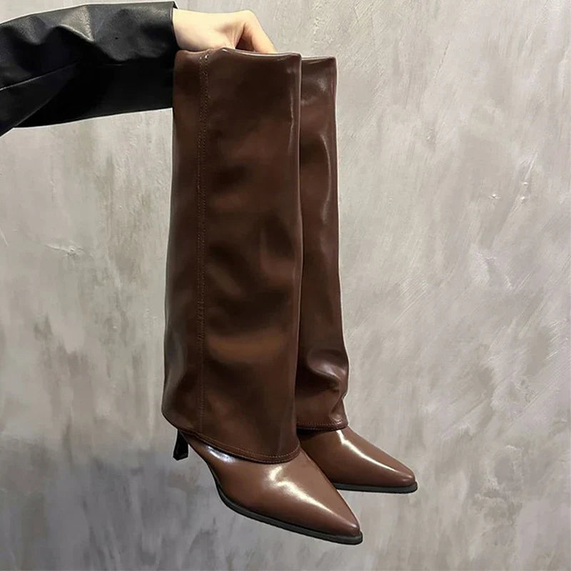 Elegant Gleaming Knee-High Boots for Women