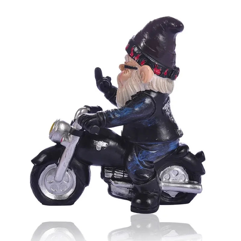 Calidora - Charming Gnome on Motorcycle Resin Figurine for a Lovely Garden Decoration