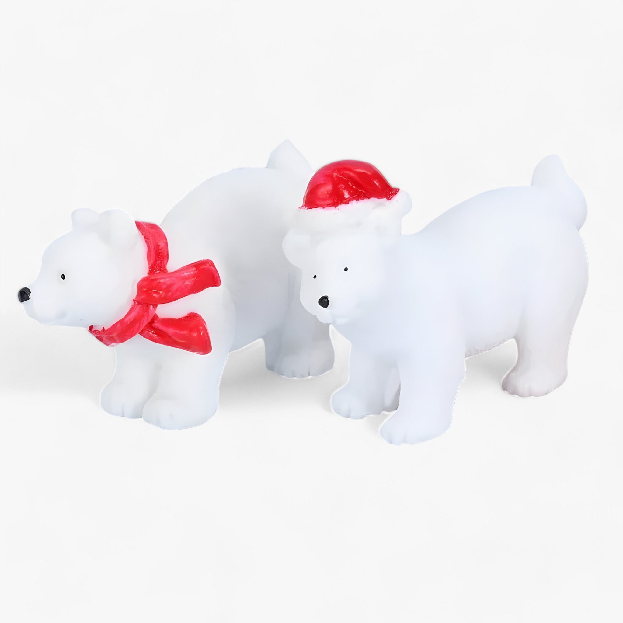 Léo | Miniature Polar Bear Figurine Set for Christmas Decorations and Creative Snow Scenes