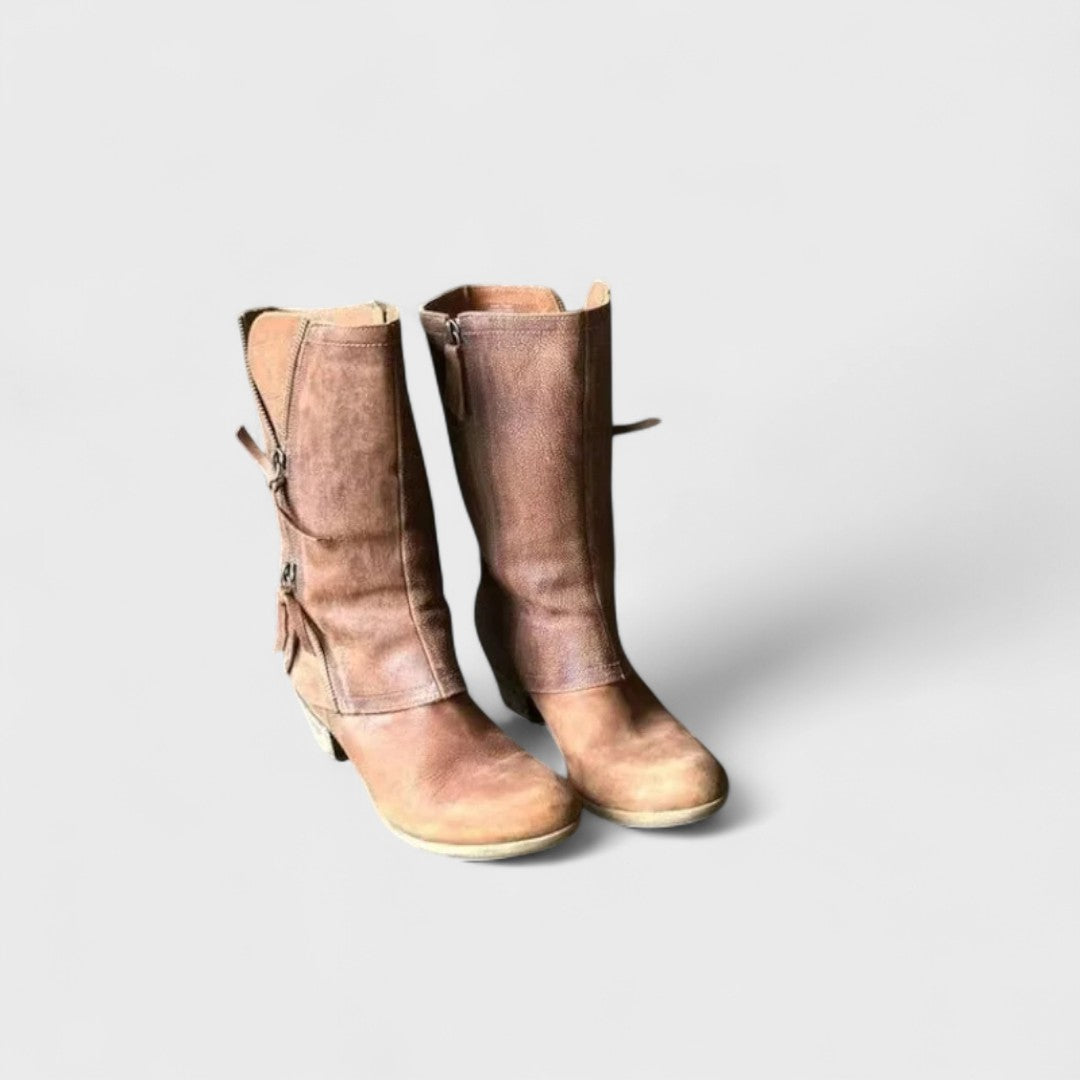 Chic Vintage Mid-Calf Boots for a Elegant and Trendy Look