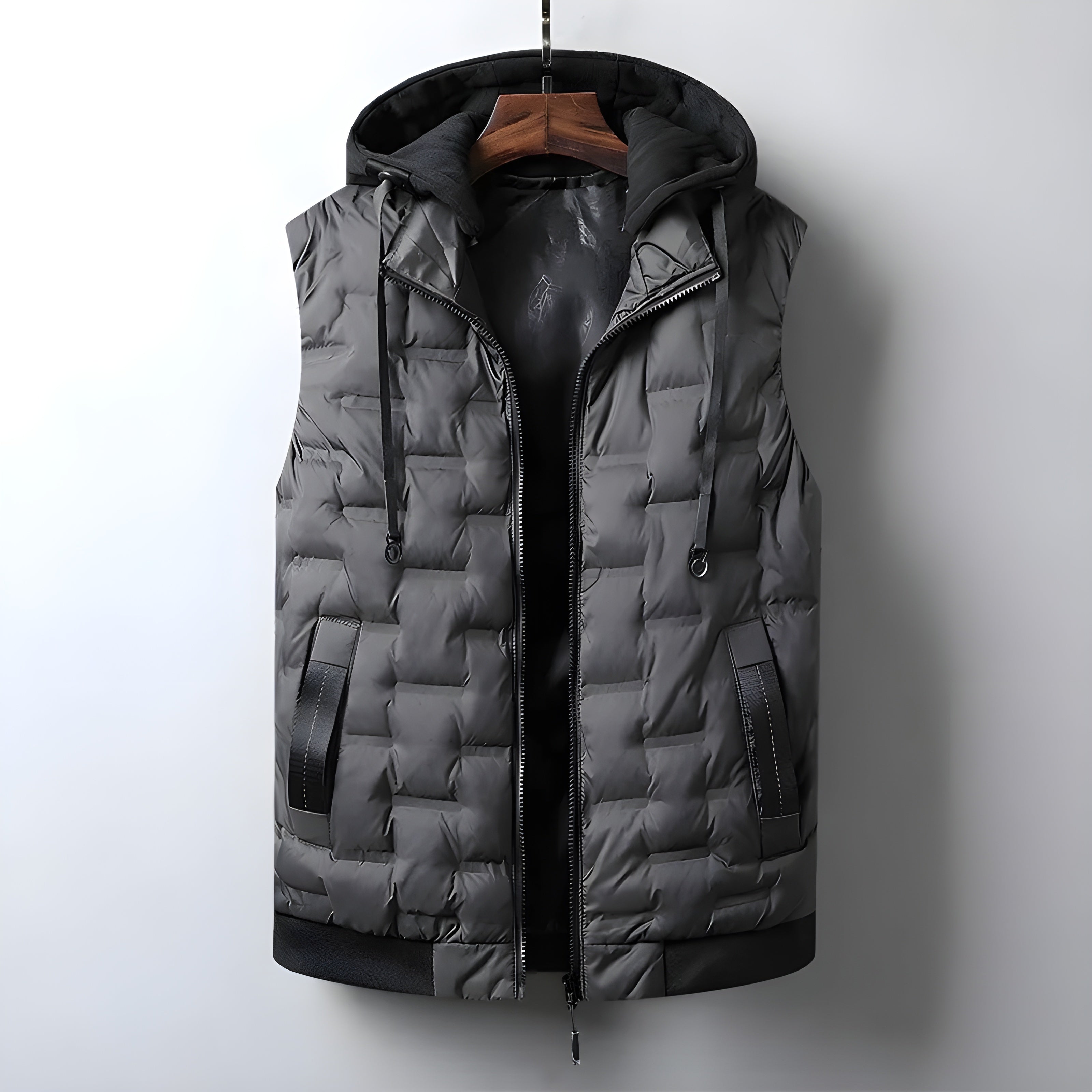 High-Insulation Thermo-Grid Hooded Vest Ultra-Comfortable