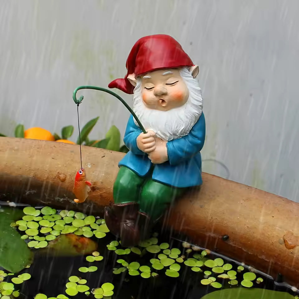 Ligeia - Charming Gnome Figurine with Stick for Indoor and Garden Decoration