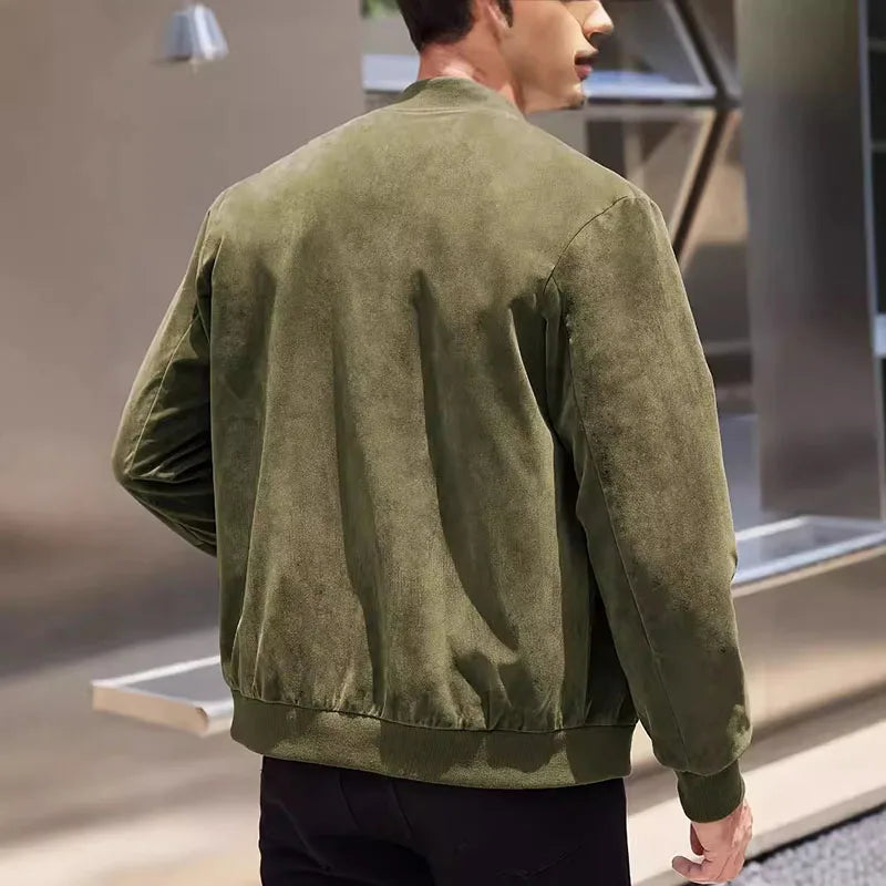 Marc Romano Suede Bomber Jacket for an Elegant and Trendy Style