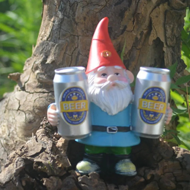 Clytie - Humorous Drunken Gnome Figurine with Beer for Garden and Home Decoration
