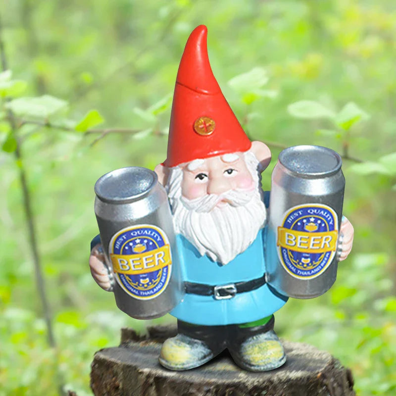 Clytie - Humorous Drunken Gnome Figurine with Beer for Garden and Home Decoration