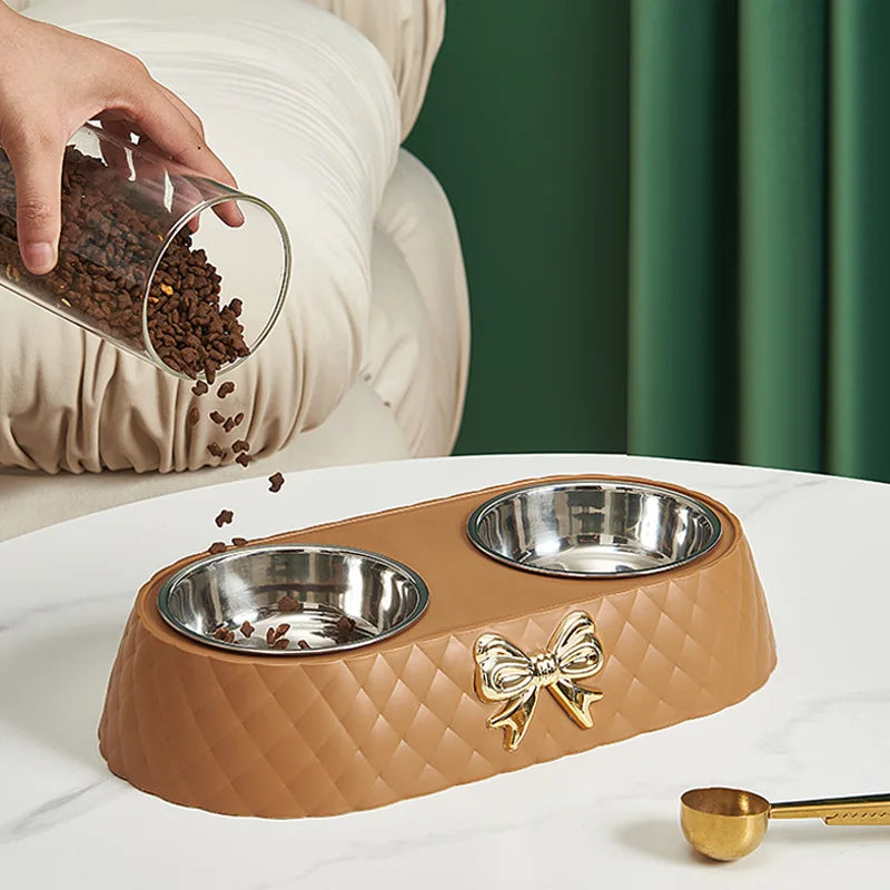 Luxe Stainless Steel Food and Water Bowl Set for Stylish Pet Care