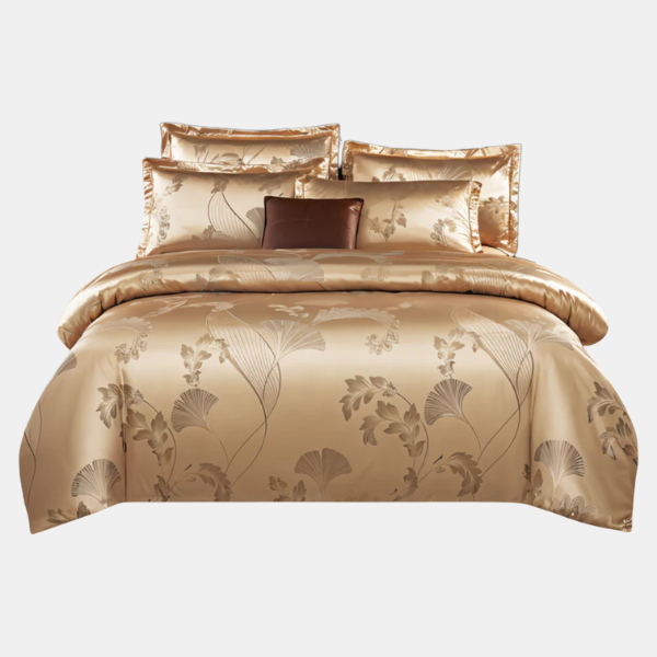Luxury Satin Duvet Cover Set with Elegant FloralPrint for Ultimate Bedroom Comfort and Style