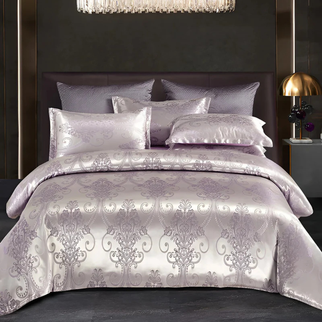 Luxury Satin Duvet Cover Set with Elegant FloralPrint for Ultimate Bedroom Comfort and Style