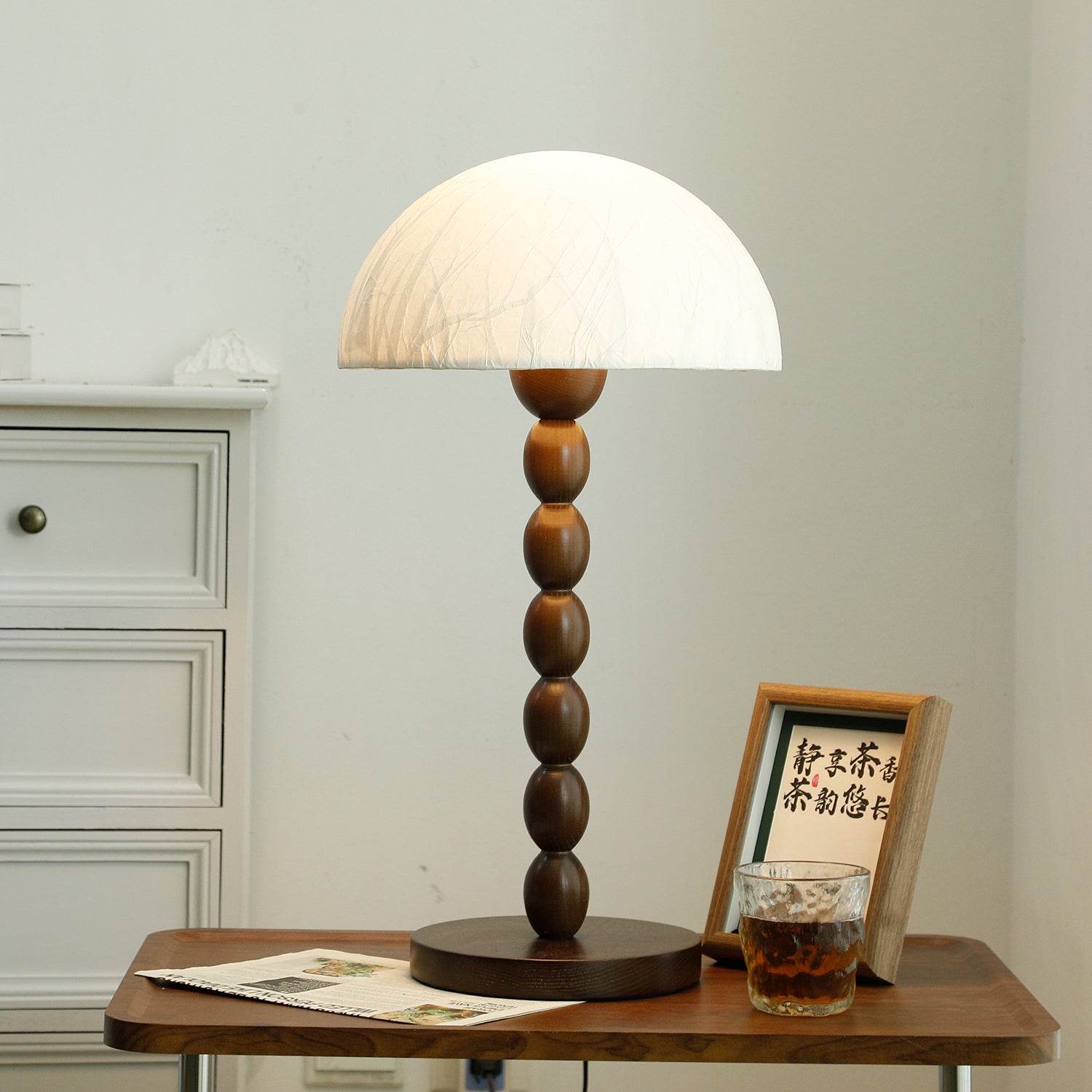 Elegant Satori table lamp with stylish paper shade for warm ambiance