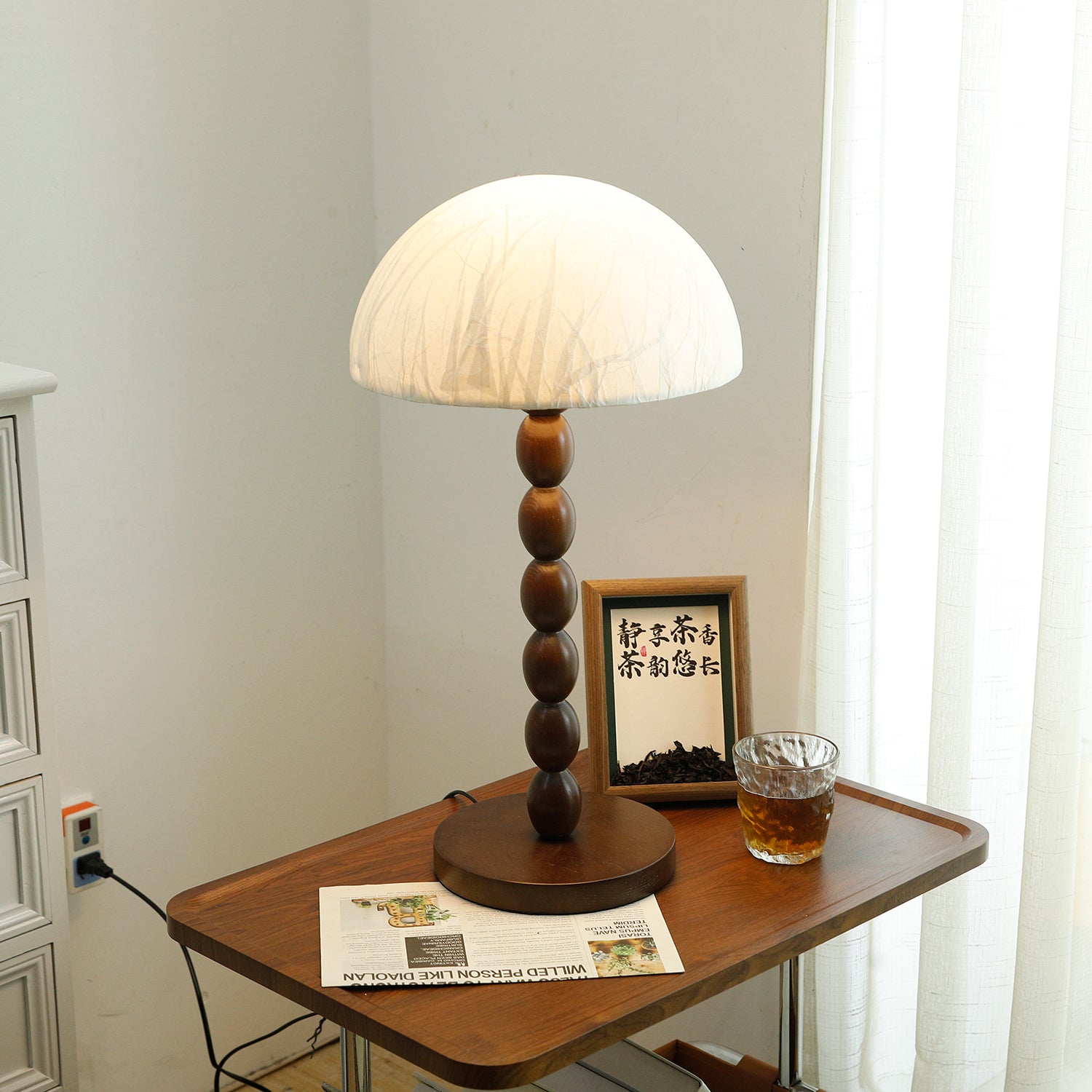 Elegant Satori table lamp with stylish paper shade for warm ambiance