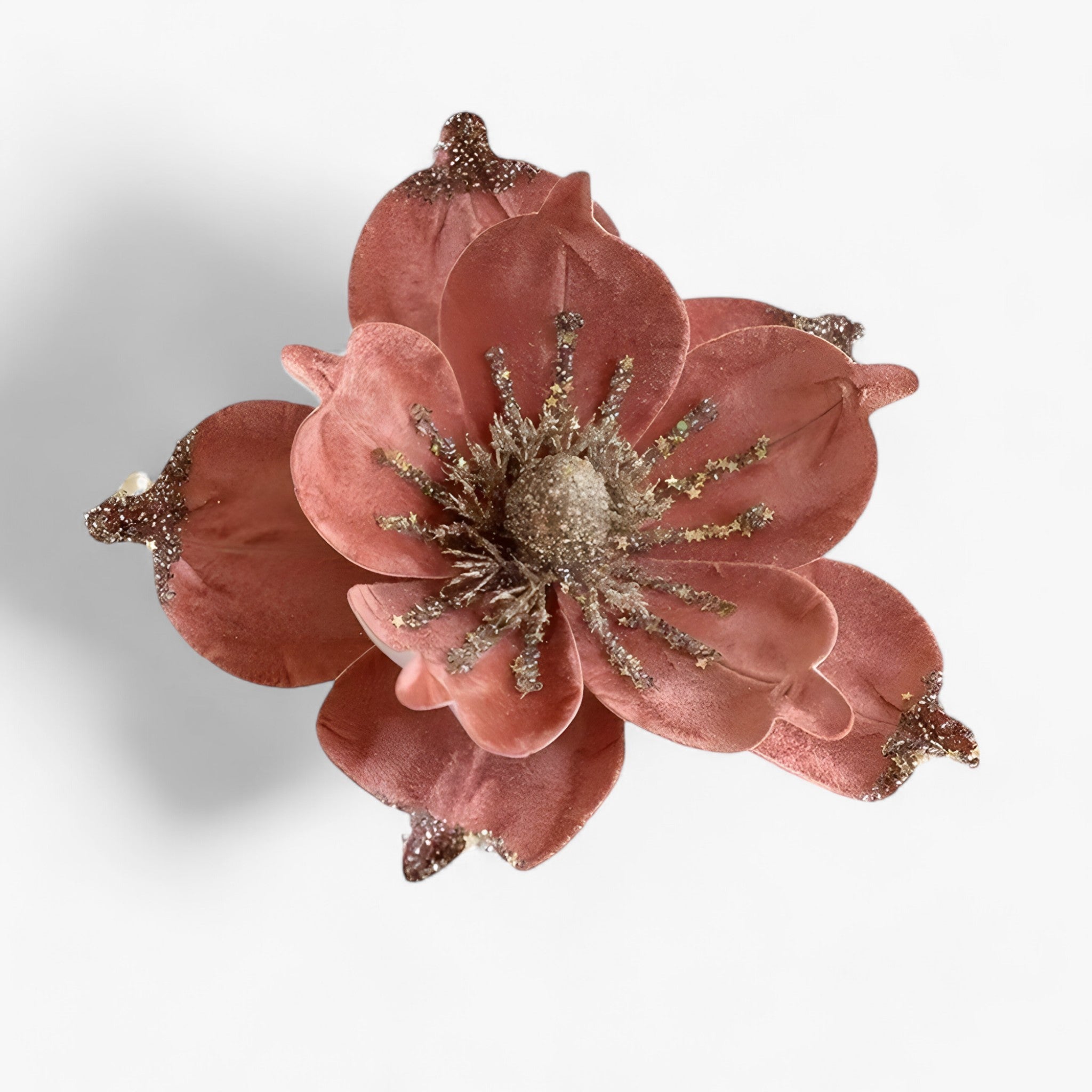 Festive glittering artificial Christmas flowers – Beautiful ornaments for the Christmas tree and New Year's decorations