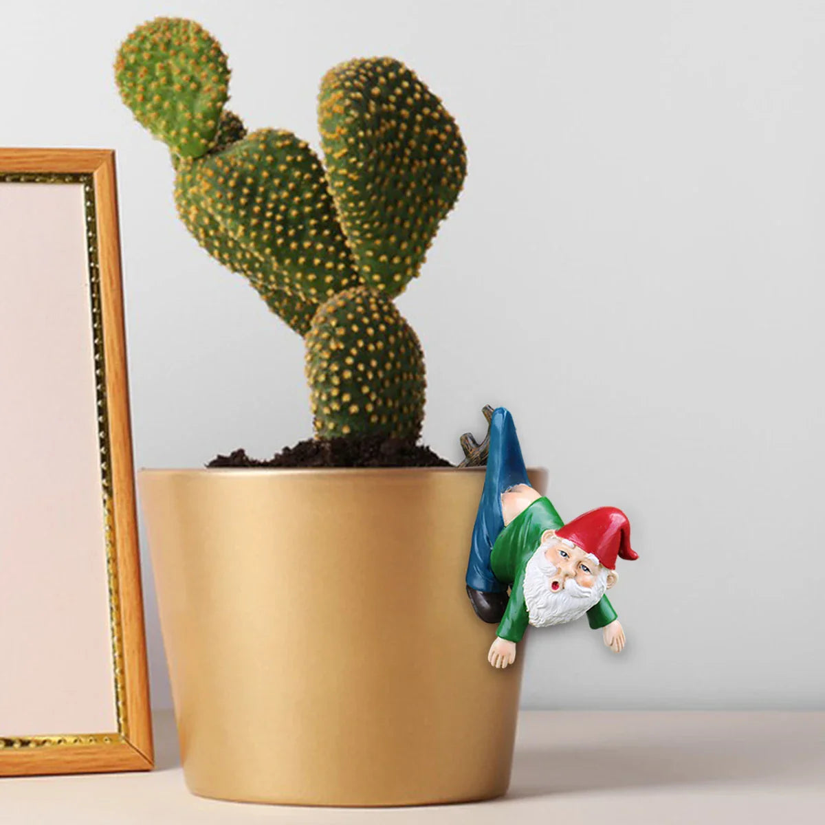 Petronia - Cute Gnome Flower Pot Hanger made of Resin with Pants on a Branch for playful garden decoration