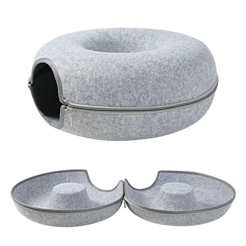 Luxe Cat Bed for Two with Interactive Tunnel for extra comfort and fun