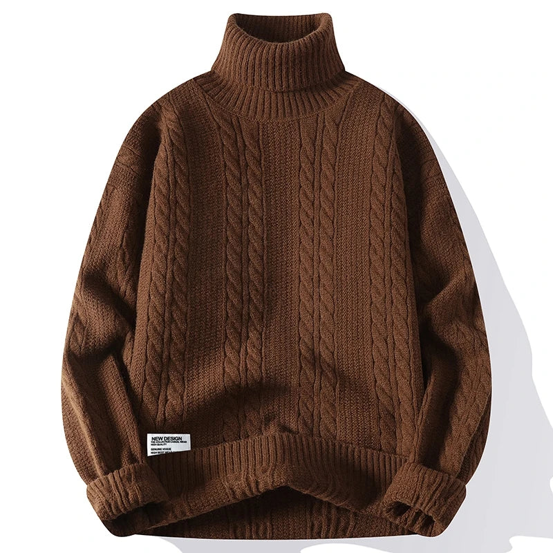 Long-sleeve cashmere turtleneck pullover