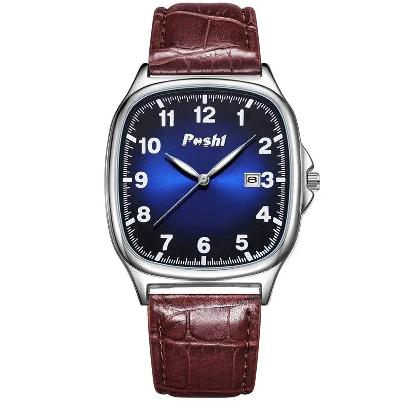 Elegant Quartz Watch with Fashionable Leather Strap