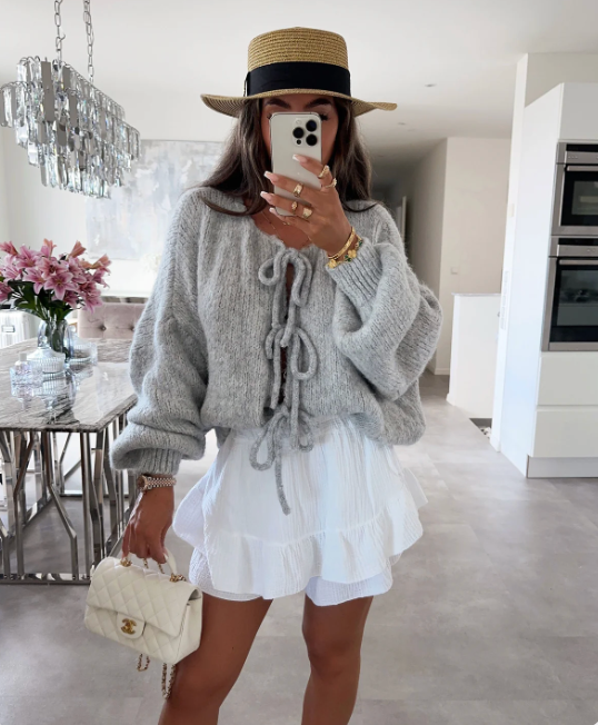 Cozy Knitted Bow Cardigan