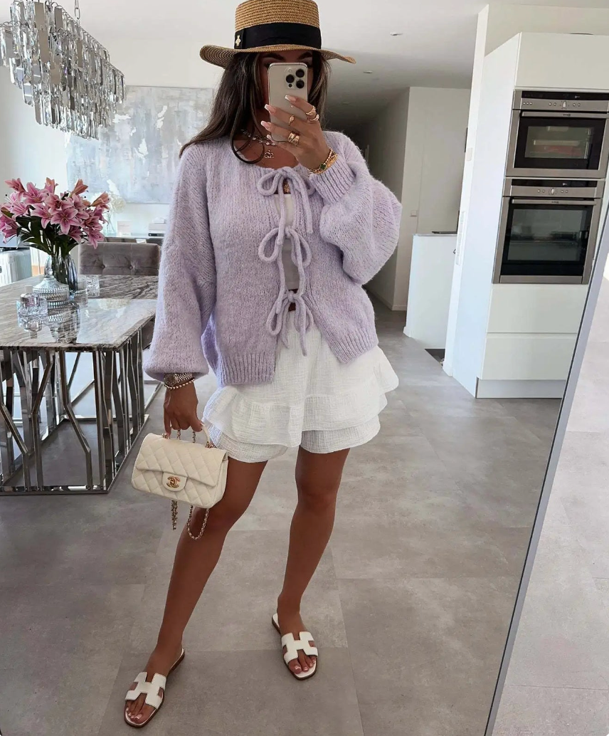 Cozy Knitted Bow Cardigan