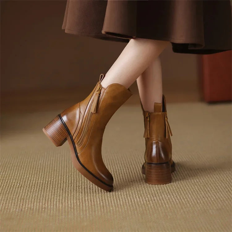 Women's Leather Ankle Boots - Timeless Style and Everyday Comfort