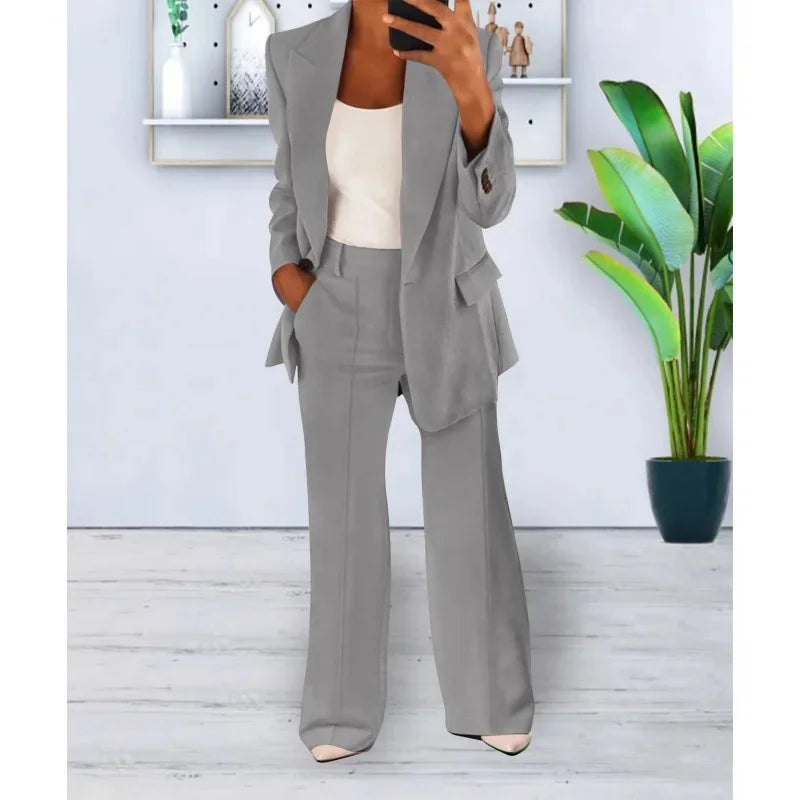 Kayla | Elegant custom formal suit with long blazer for women