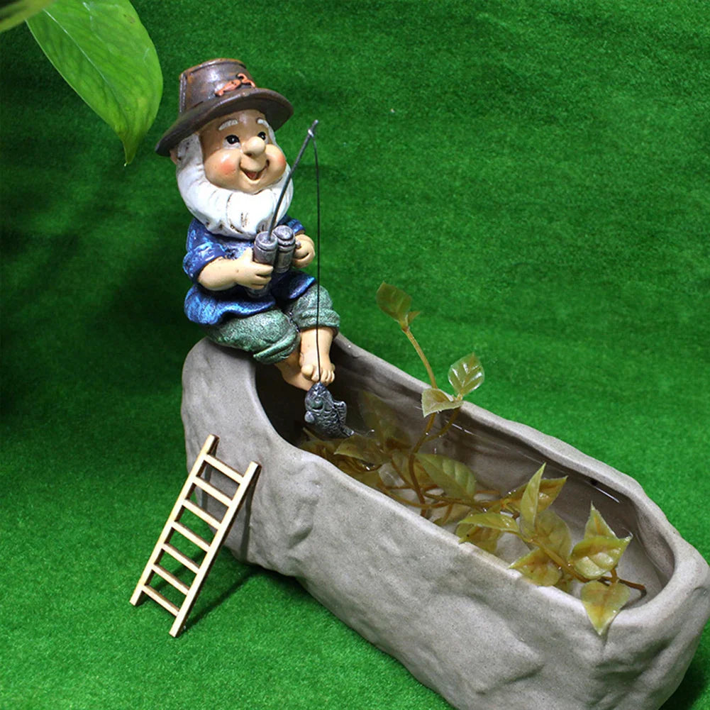 Irisia - Waterproof Fish Gnome Garden Statue for an Enchanting Outdoor Garden Decoration