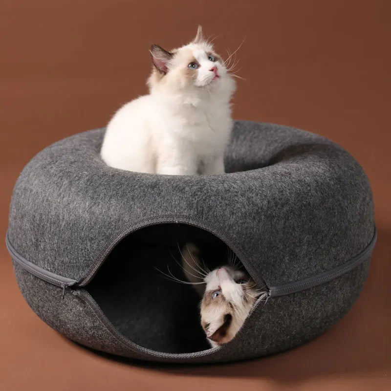 Luxe Cat Bed for Two with Interactive Tunnel for extra comfort and fun