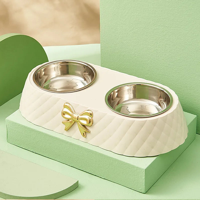 Luxe Stainless Steel Food and Water Bowl Set for Stylish Pet Care