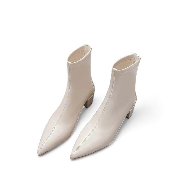 Chic Women's Pointed-Toe Boots with Back Zip Closure — Sleek, Fashion-Forward Footwear