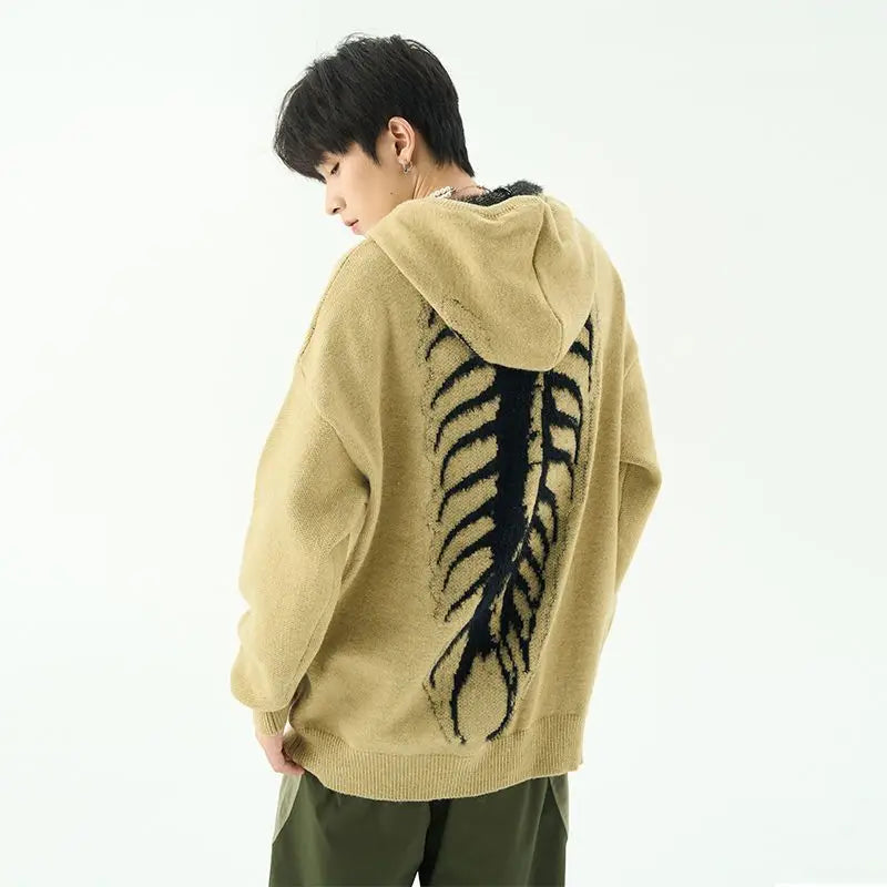 Anthracite Hoodie with Millipede Pattern for a Unique and Trendy Look